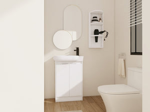 English Elm 23" Freestanding Ceramic Vessel Sink Vanity with Soft Close Cabinet and Wall Rack W999S00490