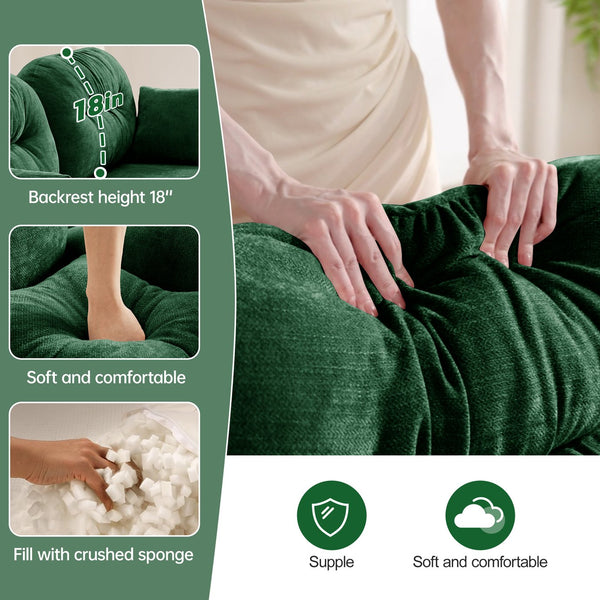 English Elm Cloud Sectional Sofa - Luxurious Green Chenille With Tufted Backrest & Modular Design For Any Space W714S01396