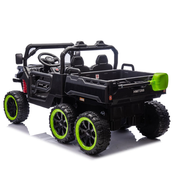 English Elm 24v Two Seat Kids Electric Dump Truck Six Wheel 4wd Utv with Parental Remote Black W1578P268991