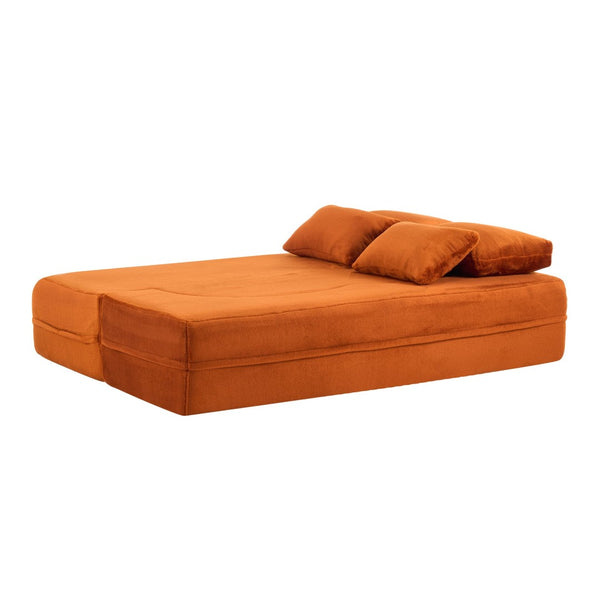 English Elm Large Plush Floor Sofa Foldable Foam Mattress with Pillows for Living Room Lounge W3612P440208