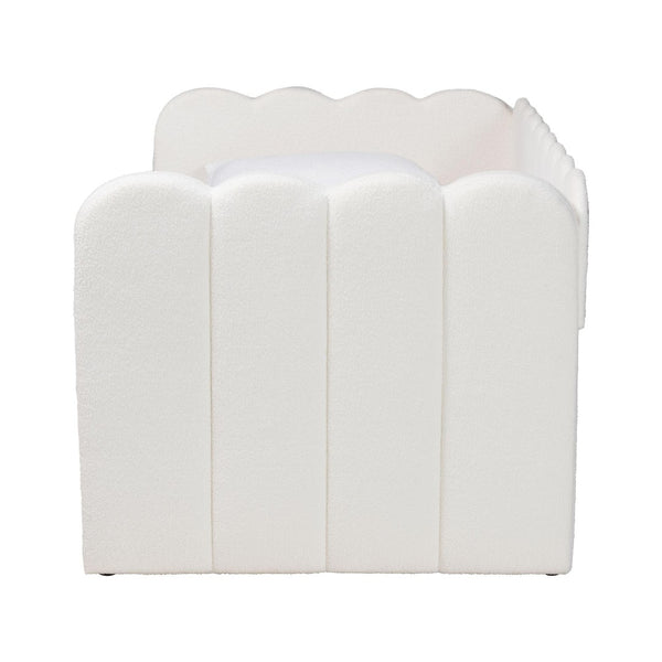 Baxton Studio Baxton Studio Palmer Cream Teddy-Bear Daybed with Trundle - Plush, Modern Sofa Bed for Cozy Spaces SP1066-B-CF0034 Cream Teddy Bear Fabric Daybed-Twin