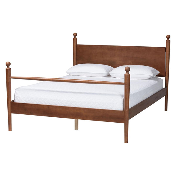 Baxton Studio Baxton Studio Gianetta Platform Bed - Elegant Four-Poster Frame with Panel Headboard for Style & Comfort MG0257-Walnut-Queen
