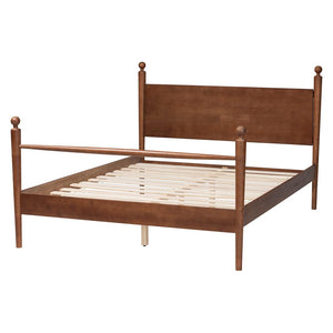 Baxton Studio Baxton Studio Gianetta Platform Bed - Elegant Four-Poster Frame with Panel Headboard for Style & Comfort MG0257-Walnut-Queen