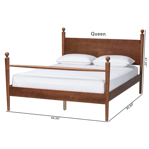 Baxton Studio Baxton Studio Gianetta Platform Bed - Elegant Four-Poster Frame with Panel Headboard for Style & Comfort MG0257-Walnut-Queen