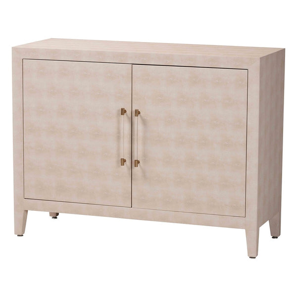 Baxton Studio Baxton Studio Nira Faux Shagreen Storage Cabinet - Stylish 2-Door Sideboard for Modern Living Spaces JY24B281-Beige Faux Shagreen-Cabinet