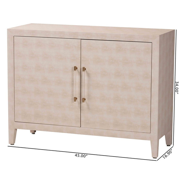 Baxton Studio Baxton Studio Nira Faux Shagreen Storage Cabinet - Stylish 2-Door Sideboard for Modern Living Spaces JY24B281-Beige Faux Shagreen-Cabinet