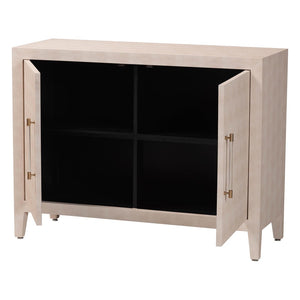 Baxton Studio Baxton Studio Nira Faux Shagreen Storage Cabinet - Stylish 2-Door Sideboard for Modern Living Spaces JY24B281-Beige Faux Shagreen-Cabinet