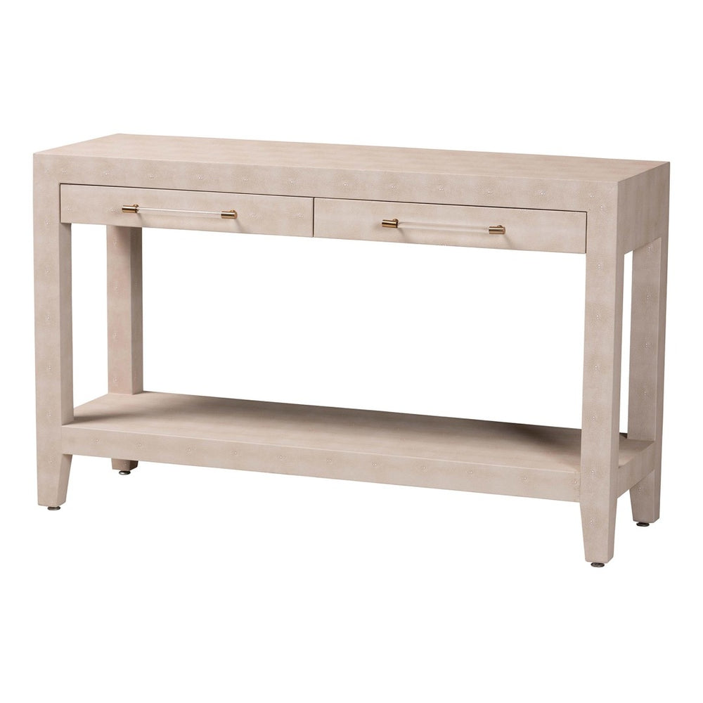 Baxton Studio Baxton Studio Nira Faux Shagreen Console Table - Stylish Storage Solution for Modern Entryway or Living Room JY24B282-Beige Faux Shagreen-Console Table