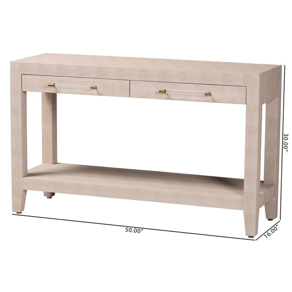 Baxton Studio Baxton Studio Nira Faux Shagreen Console Table - Stylish Storage Solution for Modern Entryway or Living Room JY24B282-Beige Faux Shagreen-Console Table