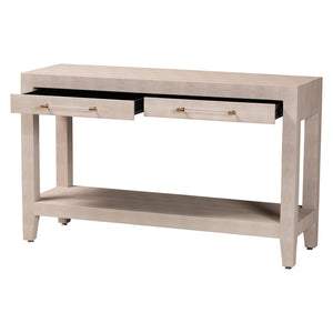 Baxton Studio Baxton Studio Nira Faux Shagreen Console Table - Stylish Storage Solution for Modern Entryway or Living Room JY24B282-Beige Faux Shagreen-Console Table