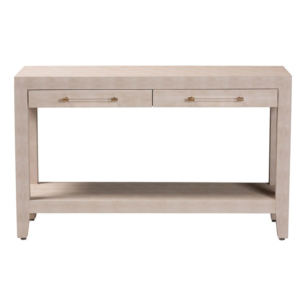Baxton Studio Baxton Studio Nira Faux Shagreen Console Table - Stylish Storage Solution for Modern Entryway or Living Room JY24B282-Beige Faux Shagreen-Console Table
