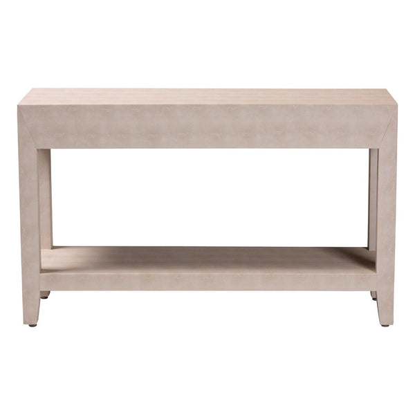 Baxton Studio Baxton Studio Nira Faux Shagreen Console Table - Stylish Storage Solution for Modern Entryway or Living Room JY24B282-Beige Faux Shagreen-Console Table