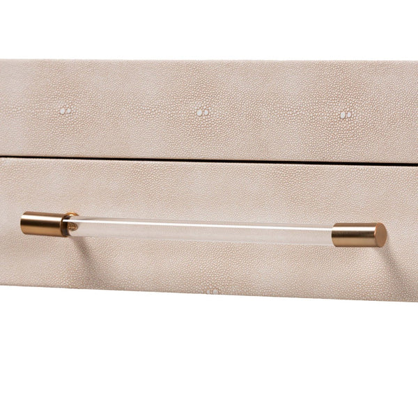 Baxton Studio Baxton Studio Nira Faux Shagreen Console Table - Stylish Storage Solution for Modern Entryway or Living Room JY24B282-Beige Faux Shagreen-Console Table