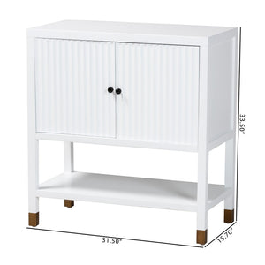 Baxton Studio bali Aiden Fluted Sideboard - Stylish 2-Door Accent Cabinet with Open Shelf for Entryway & Dining Room KL-1473B Aiden Flute-White/Java-Cabinet