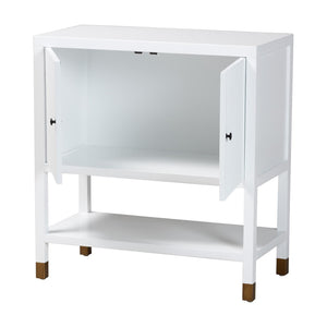 Baxton Studio bali Aiden Fluted Sideboard - Stylish 2-Door Accent Cabinet with Open Shelf for Entryway & Dining Room KL-1473B Aiden Flute-White/Java-Cabinet
