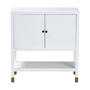 Baxton Studio bali Aiden Fluted Sideboard - Stylish 2-Door Accent Cabinet with Open Shelf for Entryway & Dining Room KL-1473B Aiden Flute-White/Java-Cabinet