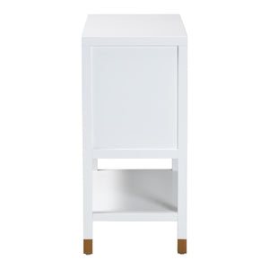 Baxton Studio bali Aiden Fluted Sideboard - Stylish 2-Door Accent Cabinet with Open Shelf for Entryway & Dining Room KL-1473B Aiden Flute-White/Java-Cabinet