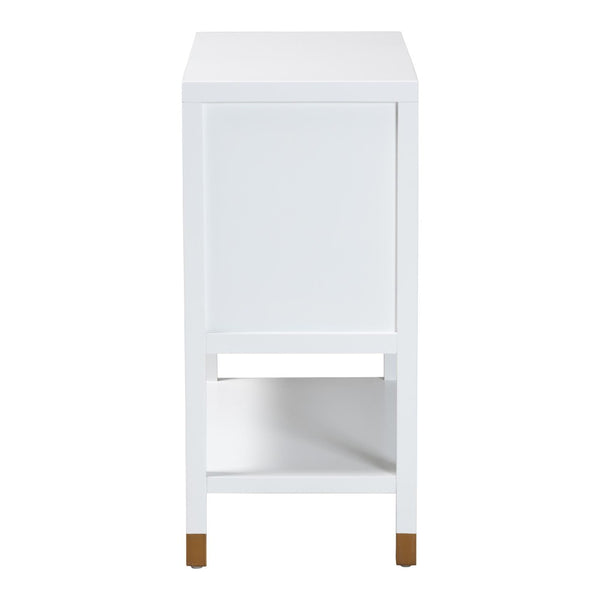 Baxton Studio bali Aiden Fluted Sideboard - Stylish 2-Door Accent Cabinet with Open Shelf for Entryway & Dining Room KL-1473B Aiden Flute-White/Java-Cabinet