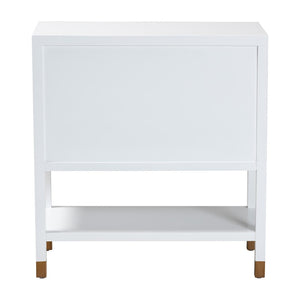 Baxton Studio bali Aiden Fluted Sideboard - Stylish 2-Door Accent Cabinet with Open Shelf for Entryway & Dining Room KL-1473B Aiden Flute-White/Java-Cabinet