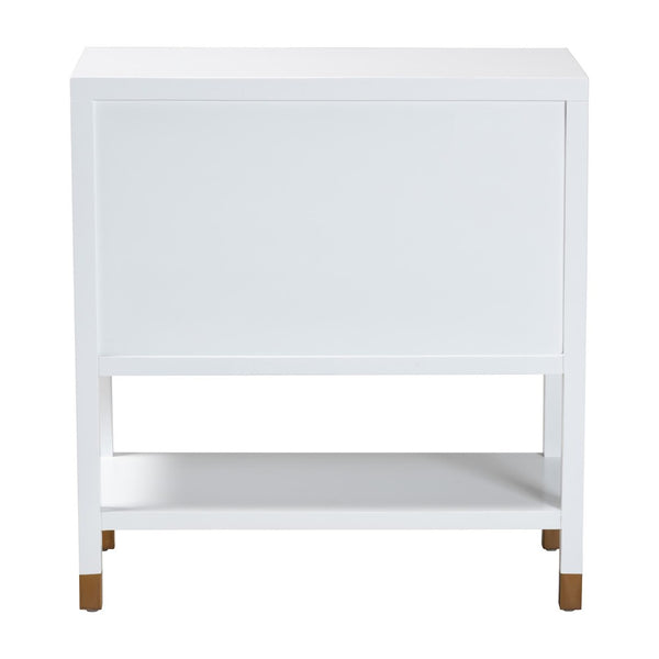 Baxton Studio bali Aiden Fluted Sideboard - Stylish 2-Door Accent Cabinet with Open Shelf for Entryway & Dining Room KL-1473B Aiden Flute-White/Java-Cabinet