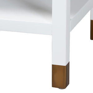 Baxton Studio bali Aiden Fluted Sideboard - Stylish 2-Door Accent Cabinet with Open Shelf for Entryway & Dining Room KL-1473B Aiden Flute-White/Java-Cabinet