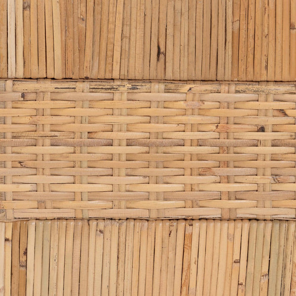 Baxton Studio bali Kalimantan Natural Rattan Bed Frame - Coastal Boho Queen Bed with Woven Headboard & Unique Style Braided Peel-Light Honey-Wood/Rattan-Queen