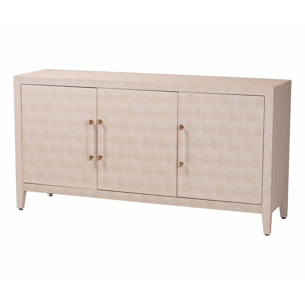 Baxton Studio Baxton Studio Nira Faux Shagreen Sideboard - Chic 3-Door Buffet Cabinet for Modern Dining & Living Spaces JY24B283-Beige Faux Shagreen-Cabinet