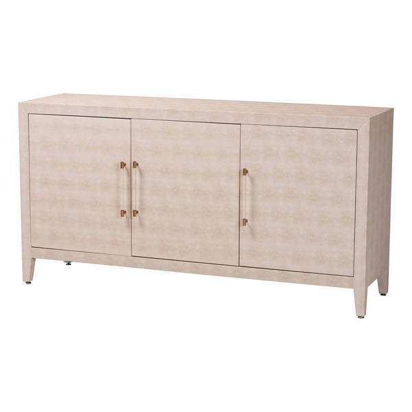 Baxton Studio Baxton Studio Nira Faux Shagreen Sideboard - Chic 3-Door Buffet Cabinet for Modern Dining & Living Spaces JY24B283-Beige Faux Shagreen-Cabinet
