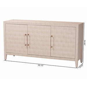 Baxton Studio Baxton Studio Nira Faux Shagreen Sideboard - Chic 3-Door Buffet Cabinet for Modern Dining & Living Spaces JY24B283-Beige Faux Shagreen-Cabinet