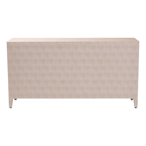 Baxton Studio Baxton Studio Nira Faux Shagreen Sideboard - Chic 3-Door Buffet Cabinet for Modern Dining & Living Spaces JY24B283-Beige Faux Shagreen-Cabinet