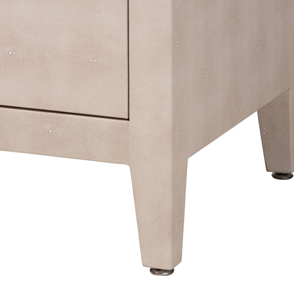 Baxton Studio Baxton Studio Nira Faux Shagreen Sideboard - Chic 3-Door Buffet Cabinet for Modern Dining & Living Spaces JY24B283-Beige Faux Shagreen-Cabinet