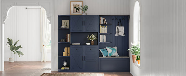 English Elm Multifunctional Hall Cabinet – Stylish 2-In-1 Storage Solution With Hooks For Entryway & Living Room W1580S00187