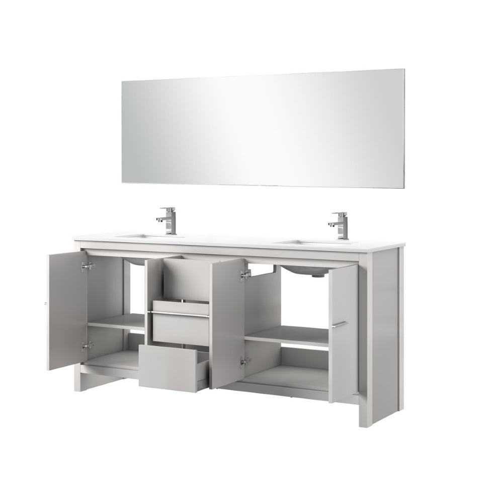 English Elm White Double Bath Vanity Set With White Quartz Top, Chrome Faucet & 70" Mirror - Stylish Storage Solution B2731S01753-GIGA