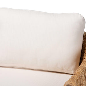 Baxton Studio bali Roma Handwoven Rattan & Seagrass Armchair - Plush Cushions, Boho Coastal Lounge Furniture Roma-Rattan/Banana Weave-Cushion-AC