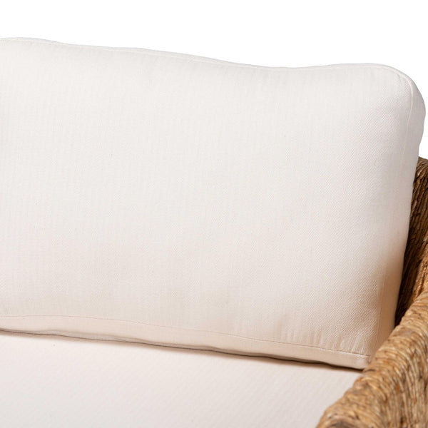 Baxton Studio bali Roma Handwoven Rattan & Seagrass Armchair - Plush Cushions, Boho Coastal Lounge Furniture Roma-Rattan/Banana Weave-Cushion-AC