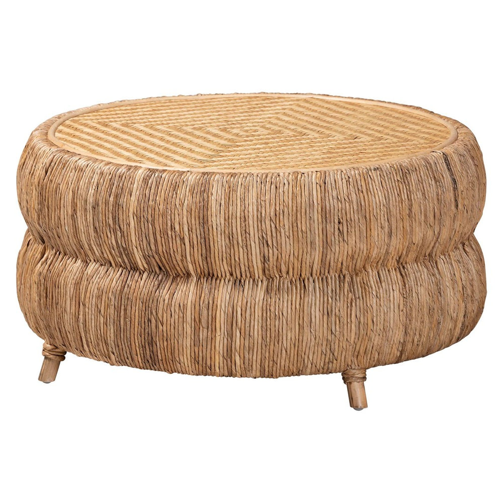 Baxton Studio bali Roma Rattan & Seagrass Coffee Table - Handcrafted Boho Accent with Unique Texture & Coastal Charm Roma-Rattan/Banana Weave-CT