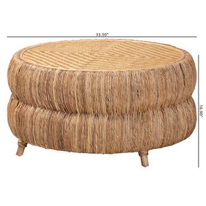 Baxton Studio bali Roma Rattan & Seagrass Coffee Table - Handcrafted Boho Accent with Unique Texture & Coastal Charm Roma-Rattan/Banana Weave-CT