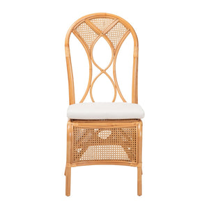 Baxton Studio bali Elsa Natural Rattan Dining Chair - Handcrafted Coastal Boho Side Chair with Plush Cushion Comfort Elsa-KYG-Light Honey Rattan-Cushion-DC