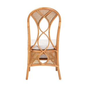 Baxton Studio bali Elsa Natural Rattan Dining Chair - Handcrafted Coastal Boho Side Chair with Plush Cushion Comfort Elsa-KYG-Light Honey Rattan-Cushion-DC