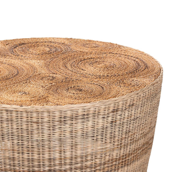 Baxton Studio bali Hosanna Handwoven Rattan Coffee Table - Coastal Bohemian Accent with Spiral Top for Living Rooms Horse-Round-Natural Wild-Rattan-CT
