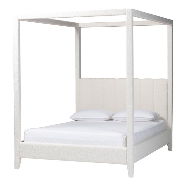 Baxton Studio Baxton Studio Aerona Canopy Bed - Plush Cream Boucle Upholstered Four-Poster with Tufted Headboard BBT61369-Canopy Cream-Queen