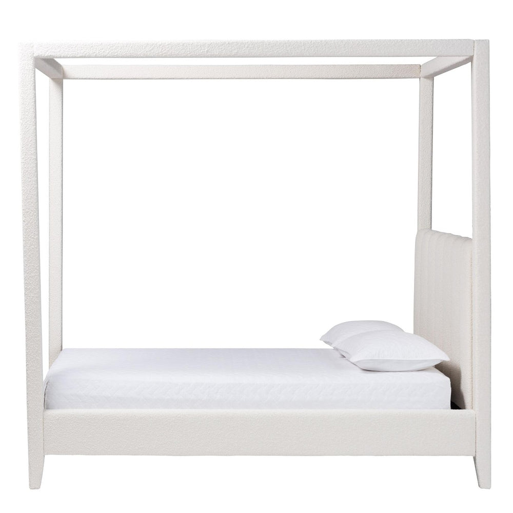 Baxton Studio Baxton Studio Aerona Canopy Bed - Plush Cream Boucle Upholstered Four-Poster with Tufted Headboard BBT61369-Canopy Cream-Queen
