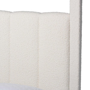 Baxton Studio Baxton Studio Aerona Canopy Bed - Plush Cream Boucle Upholstered Four-Poster with Tufted Headboard BBT61369-Canopy Cream-Queen