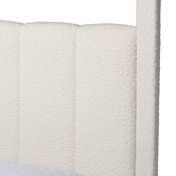 Baxton Studio Baxton Studio Aerona Canopy Bed - Plush Cream Boucle Upholstered Four-Poster with Tufted Headboard BBT61369-Canopy Cream-Queen