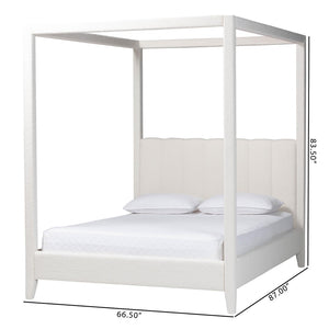 Baxton Studio Baxton Studio Aerona Canopy Bed - Plush Cream Boucle Upholstered Four-Poster with Tufted Headboard BBT61369-Canopy Cream-Queen