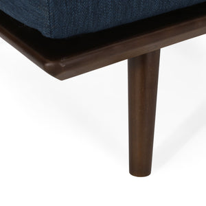 English Elm CHAISE Mid-Century Button-Tufted Waffle Stitch Lounge with Bolster Pillow and Rubberwood Frame Elegance Navy Blue 70.75 L x 31.75 W x 9.5 H W2297P190132