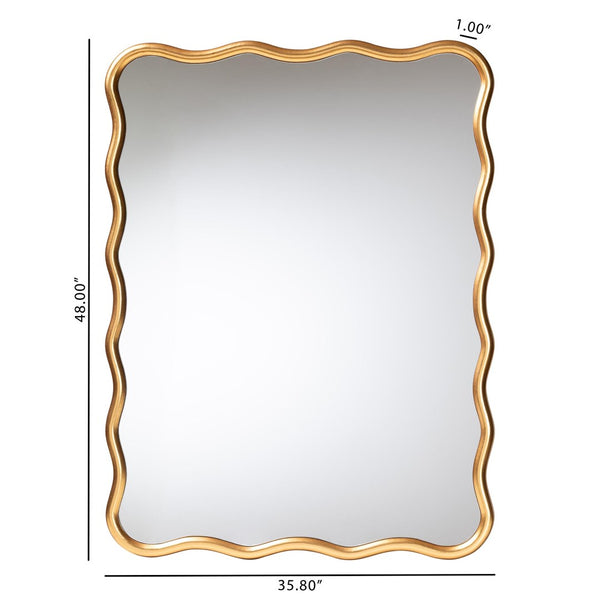 Baxton Studio Baxton Studio Cassara Gold Scalloped Mirror – Elegant Accent for Living Room, Bedroom & Entryway RXW-10997-Wall Mirror