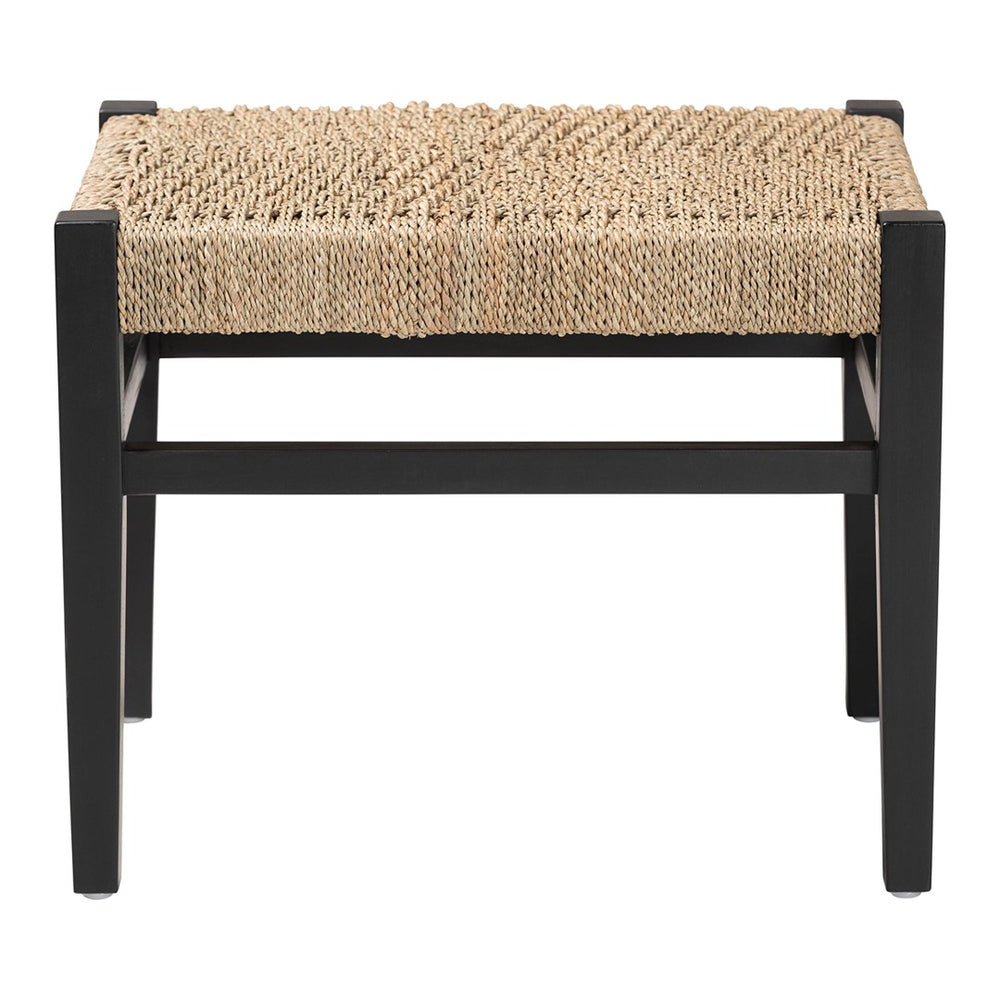 Baxton Studio bali Bali Amber Seagrass Accent Bench - Handwoven Natural Fiber Stool with Mahogany Frame for Versatile Spaces Amber-Natural/Black Matte-Wooden/Seagrass-Bench