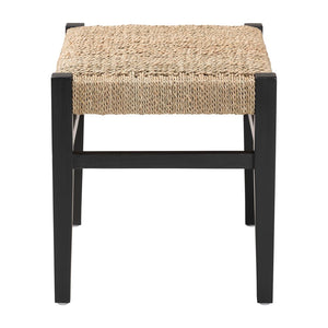 Baxton Studio bali Bali Amber Seagrass Accent Bench - Handwoven Natural Fiber Stool with Mahogany Frame for Versatile Spaces Amber-Natural/Black Matte-Wooden/Seagrass-Bench