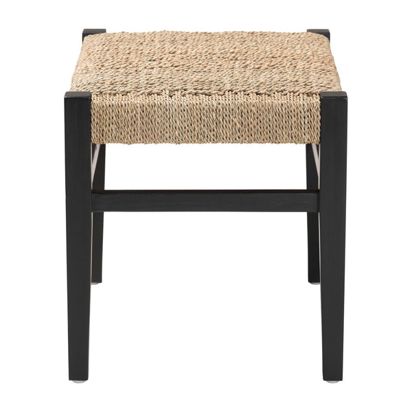 Baxton Studio bali Bali Amber Seagrass Accent Bench - Handwoven Natural Fiber Stool with Mahogany Frame for Versatile Spaces Amber-Natural/Black Matte-Wooden/Seagrass-Bench